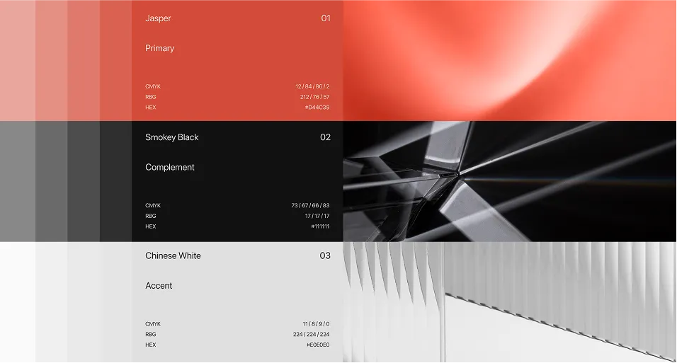 MetaOptics brand color palette - Jasper, Smokey Black, Chinese White